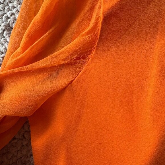 Vintage 1970s Orange Boho Prairie Dress Lace Keyhole Neck – Size S - Picture 4 of 16